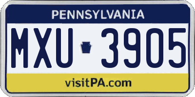 PA license plate MXU3905