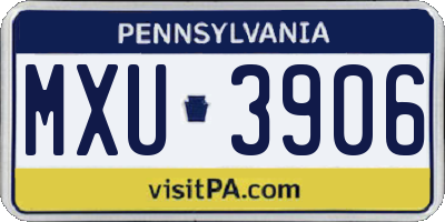 PA license plate MXU3906