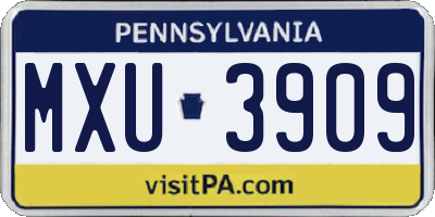 PA license plate MXU3909