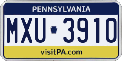 PA license plate MXU3910