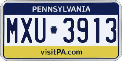 PA license plate MXU3913