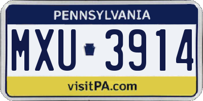 PA license plate MXU3914
