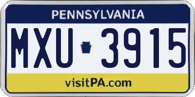 PA license plate MXU3915