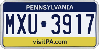 PA license plate MXU3917