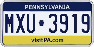 PA license plate MXU3919