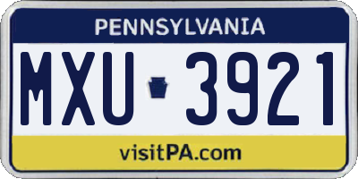 PA license plate MXU3921