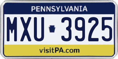 PA license plate MXU3925