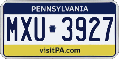 PA license plate MXU3927