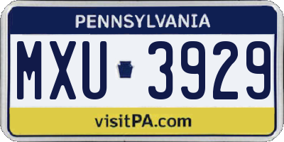 PA license plate MXU3929