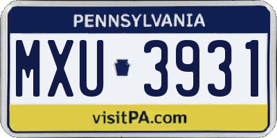PA license plate MXU3931