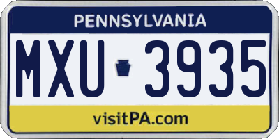PA license plate MXU3935