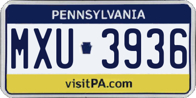 PA license plate MXU3936