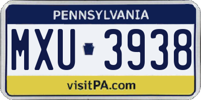 PA license plate MXU3938