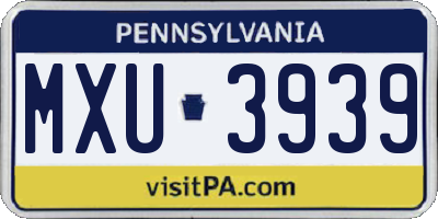 PA license plate MXU3939