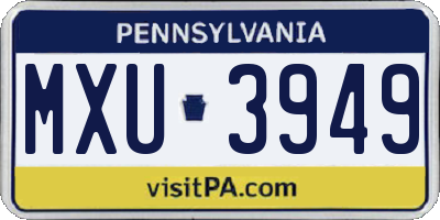 PA license plate MXU3949