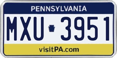 PA license plate MXU3951