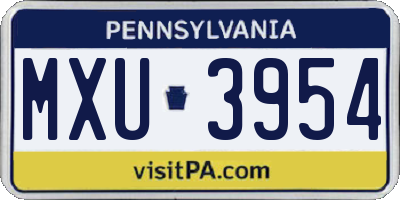 PA license plate MXU3954