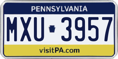 PA license plate MXU3957