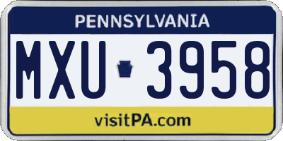 PA license plate MXU3958
