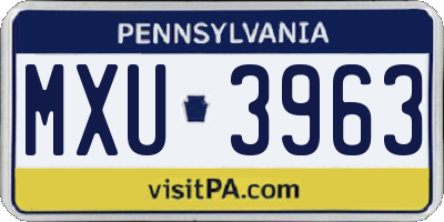 PA license plate MXU3963