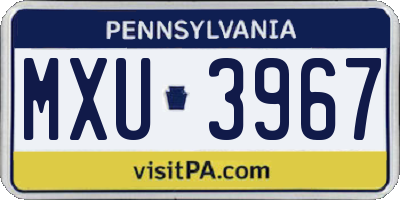 PA license plate MXU3967
