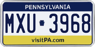 PA license plate MXU3968