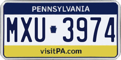 PA license plate MXU3974