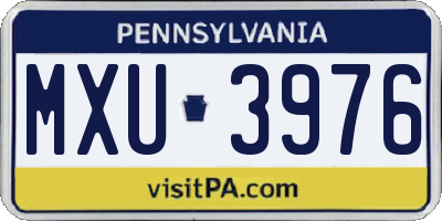 PA license plate MXU3976
