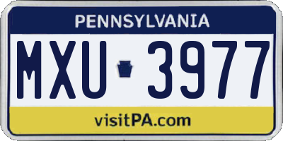 PA license plate MXU3977