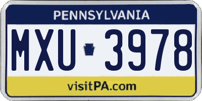 PA license plate MXU3978