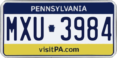 PA license plate MXU3984