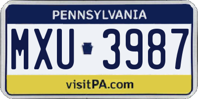 PA license plate MXU3987