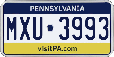 PA license plate MXU3993