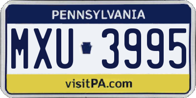 PA license plate MXU3995
