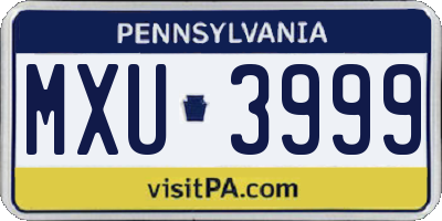 PA license plate MXU3999