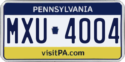 PA license plate MXU4004