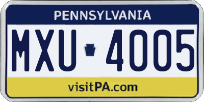 PA license plate MXU4005
