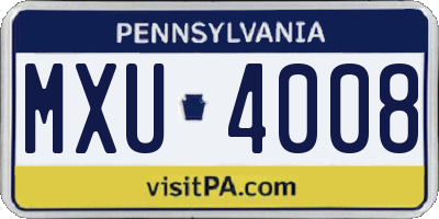 PA license plate MXU4008