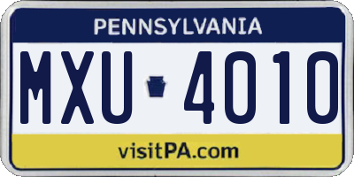 PA license plate MXU4010