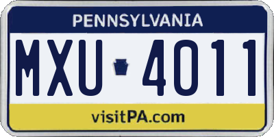 PA license plate MXU4011
