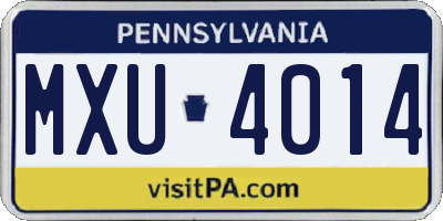 PA license plate MXU4014
