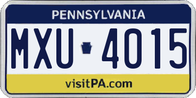 PA license plate MXU4015
