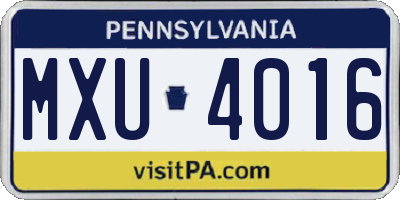 PA license plate MXU4016