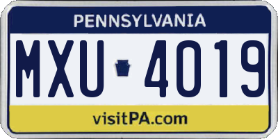 PA license plate MXU4019