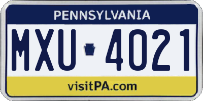 PA license plate MXU4021