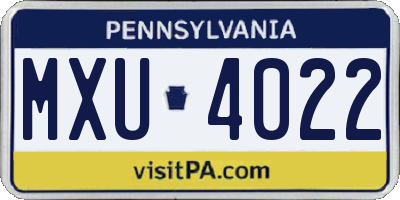 PA license plate MXU4022