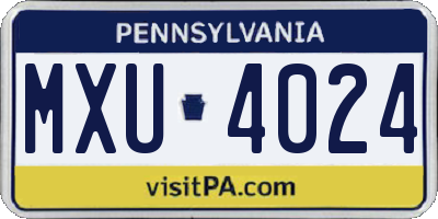 PA license plate MXU4024