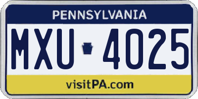 PA license plate MXU4025
