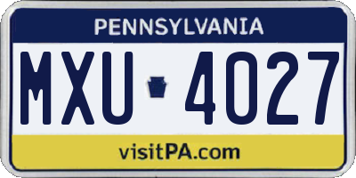 PA license plate MXU4027