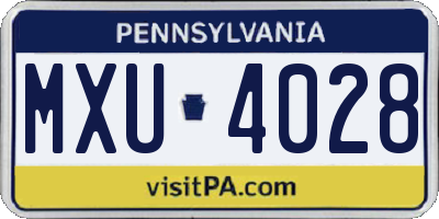 PA license plate MXU4028